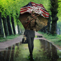 Henry Johnson Black History Month Umbrella Distressed US Flag American Hero Portrait