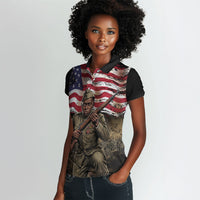 Henry Johnson Black History Month Women Polo Shirt Distressed US Flag American Hero Portrait
