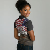 Henry Johnson Black History Month Women Polo Shirt Distressed US Flag American Hero Portrait
