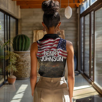 Henry Johnson Black History Month Women Sleeveless Polo Shirt Distressed US Flag American Hero Portrait