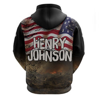 Henry Johnson Black History Month Zip Hoodie Distressed US Flag American Hero Portrait