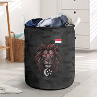 Singapore National Flag Day Laundry Basket Lion Tiger Coat Of Arms Grunge Graffiti