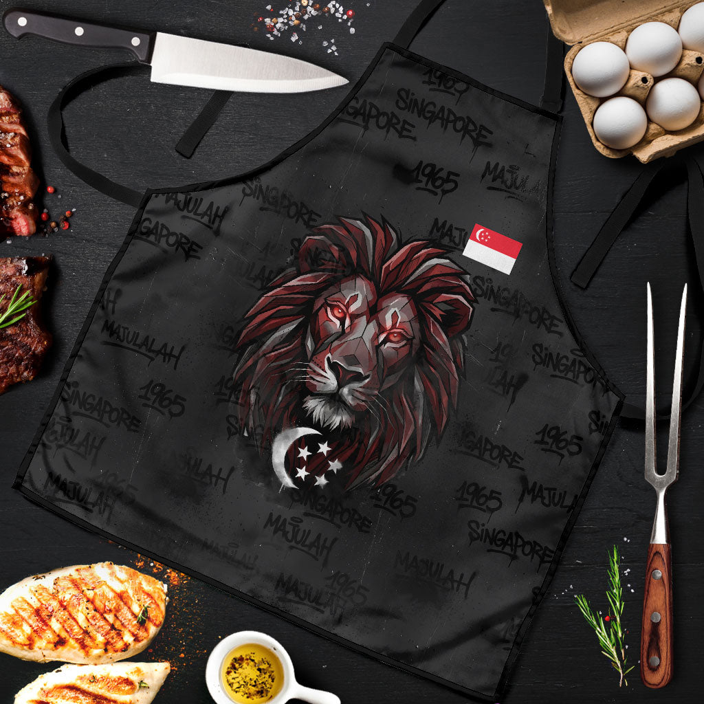 Singapore National Flag Day Apron Lion Tiger Coat Of Arms Grunge Graffiti