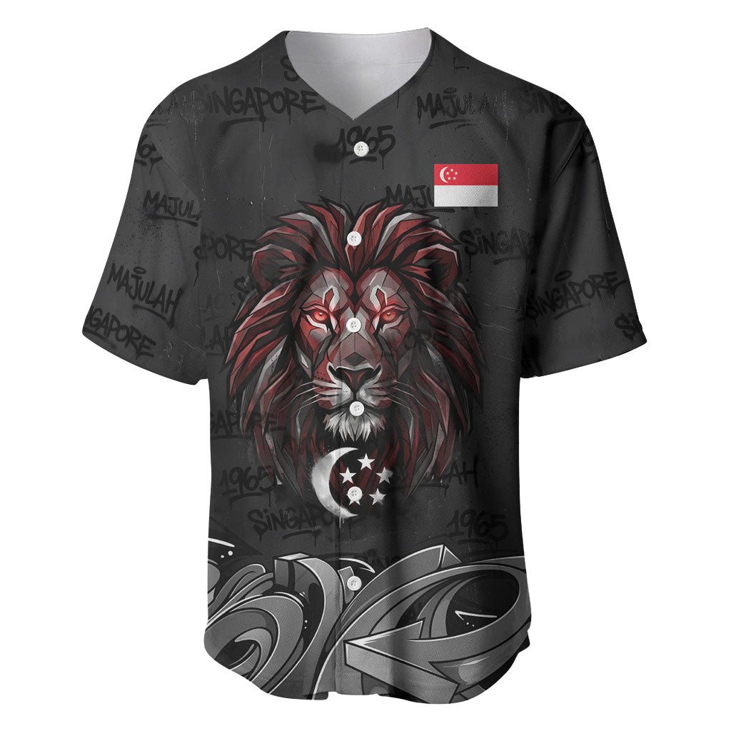 Singapore National Flag Day Baseball Jersey Lion Tiger Coat Of Arms Grunge Graffiti