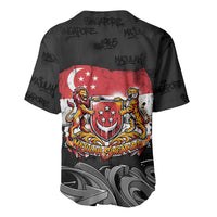 Singapore National Flag Day Baseball Jersey Lion Tiger Coat Of Arms Grunge Graffiti