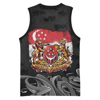 Singapore National Flag Day Basketball Jersey Lion Tiger Coat Of Arms Grunge Graffiti