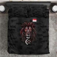 Singapore National Flag Day Bedding Set Lion Tiger Coat Of Arms Grunge Graffiti