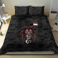 Singapore National Flag Day Bedding Set Lion Tiger Coat Of Arms Grunge Graffiti