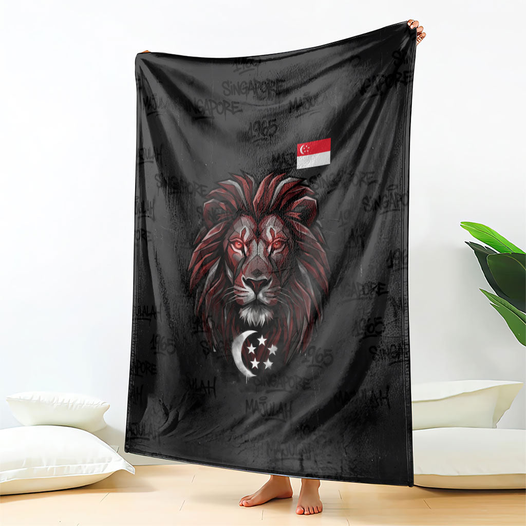 Singapore National Flag Day Blanket Lion Tiger Coat Of Arms Grunge Graffiti