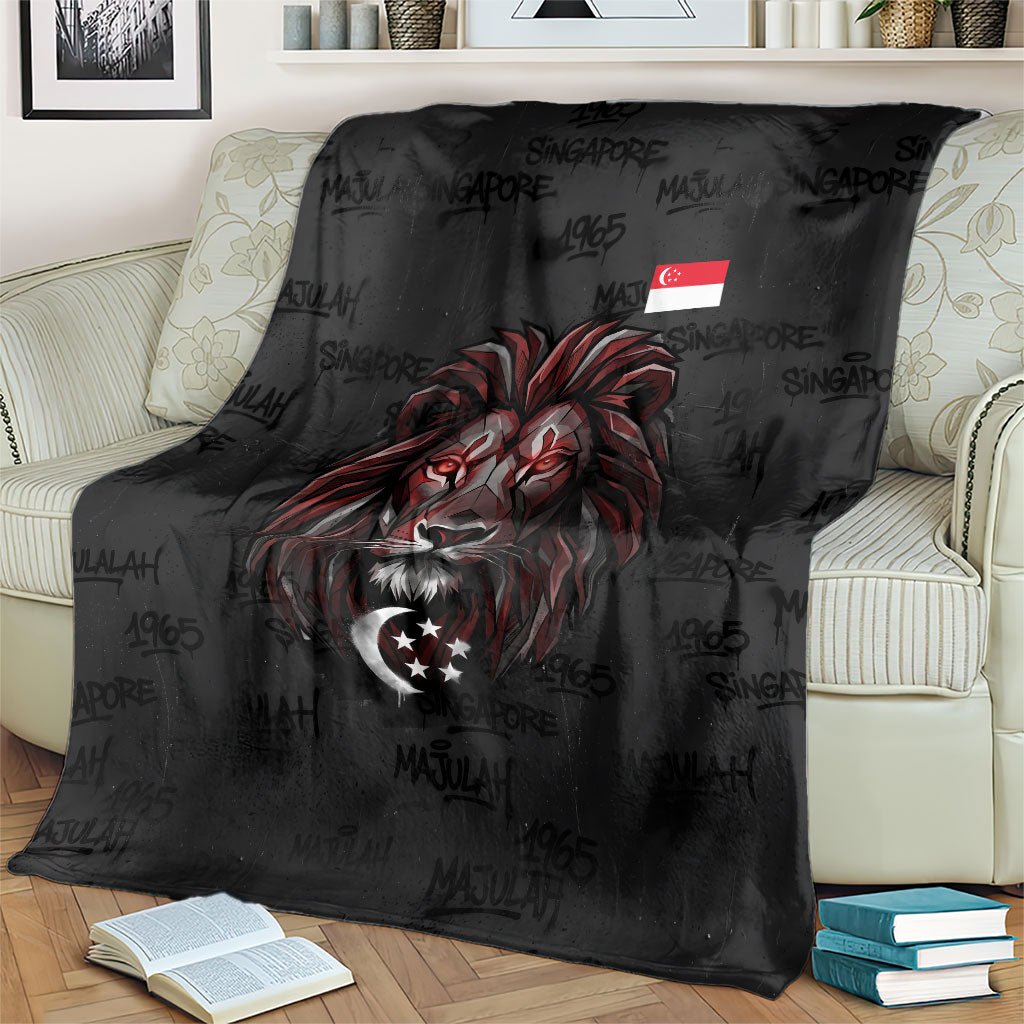 Singapore National Flag Day Blanket Lion Tiger Coat Of Arms Grunge Graffiti