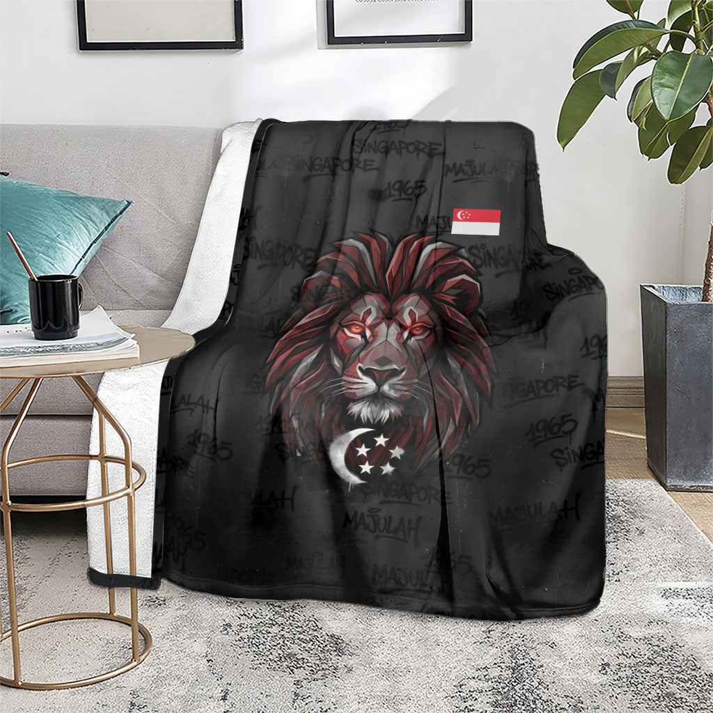 Singapore National Flag Day Blanket Lion Tiger Coat Of Arms Grunge Graffiti