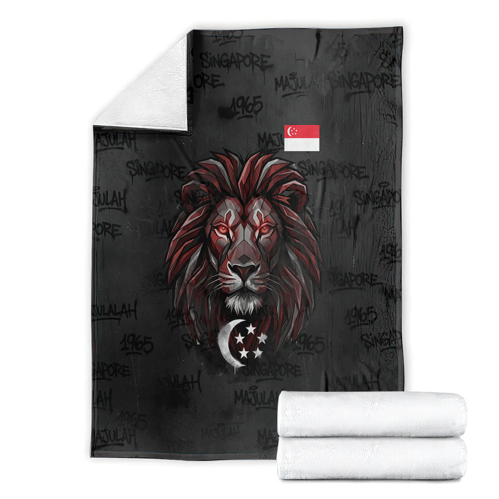Singapore National Flag Day Blanket Lion Tiger Coat Of Arms Grunge Graffiti