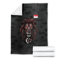 Singapore National Flag Day Blanket Lion Tiger Coat Of Arms Grunge Graffiti