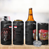 Singapore National Flag Day 4 in 1 Can Cooler Tumbler Lion Tiger Coat Of Arms Grunge Graffiti