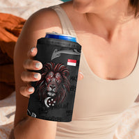 Singapore National Flag Day 4 in 1 Can Cooler Tumbler Lion Tiger Coat Of Arms Grunge Graffiti
