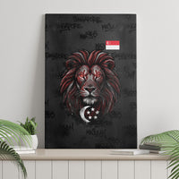 Singapore National Flag Day Canvas Wall Art Lion Tiger Coat Of Arms Grunge Graffiti