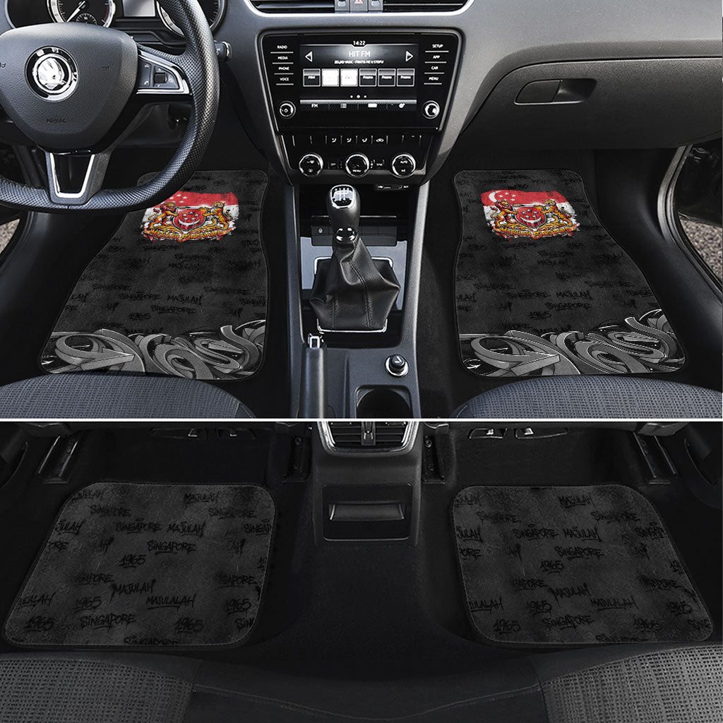 Singapore National Flag Day Car Mats Lion Tiger Coat Of Arms Grunge Graffiti