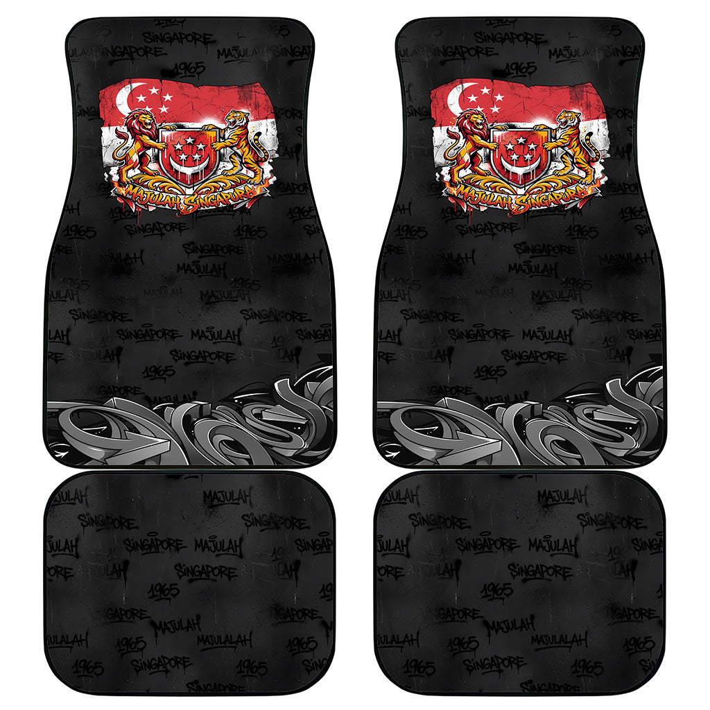 Singapore National Flag Day Car Mats Lion Tiger Coat Of Arms Grunge Graffiti