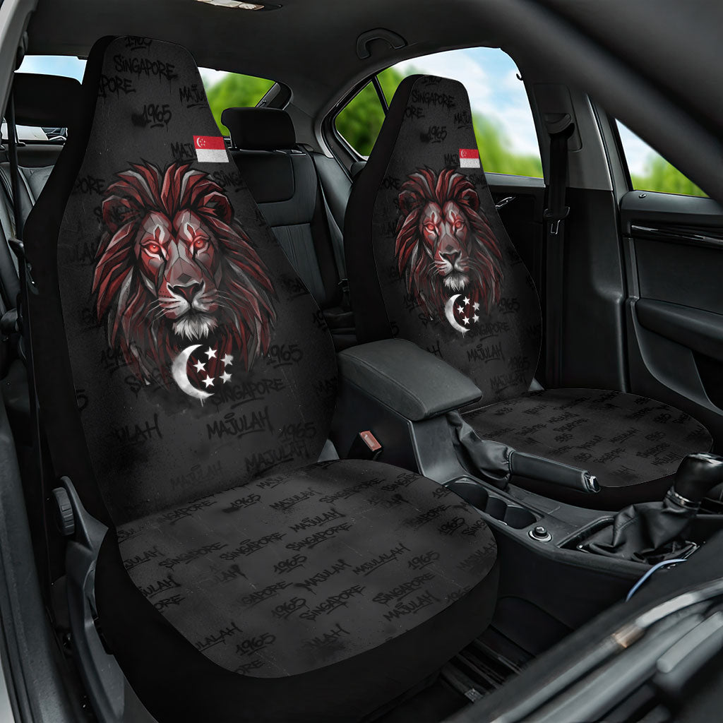 Singapore National Flag Day Car Seat Cover Lion Tiger Coat Of Arms Grunge Graffiti