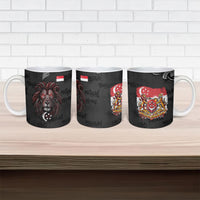 Singapore National Flag Day Ceramic Mug Lion Tiger Coat Of Arms Grunge Graffiti