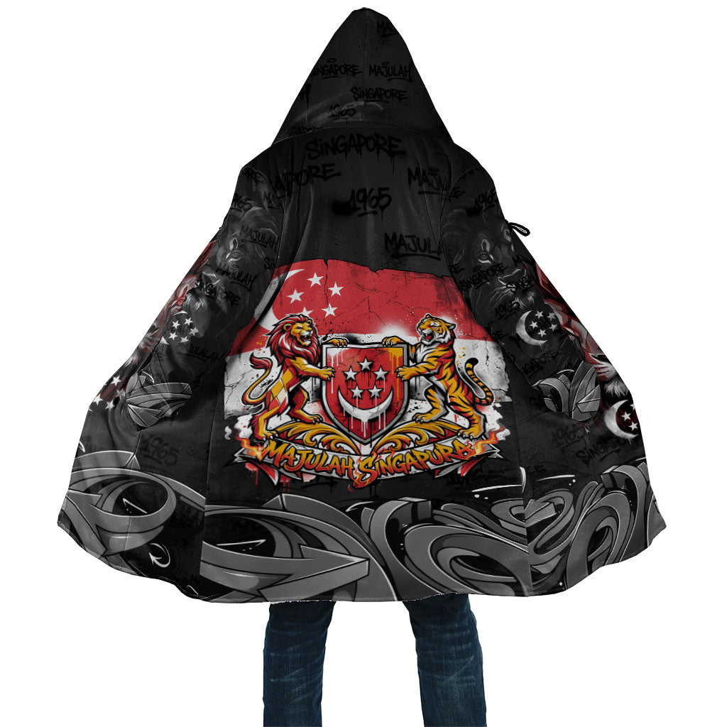Singapore National Flag Day Cloak Lion Tiger Coat Of Arms Grunge Graffiti