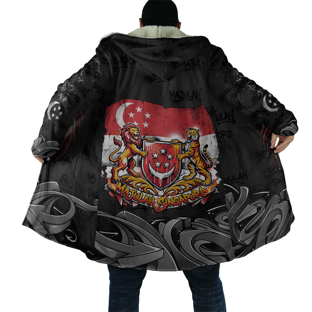 Singapore National Flag Day Cloak Lion Tiger Coat Of Arms Grunge Graffiti
