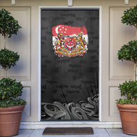 Singapore National Flag Day Door Cover Lion Tiger Coat Of Arms Grunge Graffiti