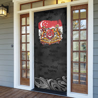 Singapore National Flag Day Door Cover Lion Tiger Coat Of Arms Grunge Graffiti