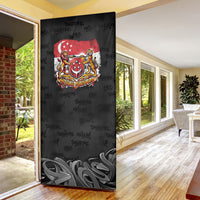 Singapore National Flag Day Door Cover Lion Tiger Coat Of Arms Grunge Graffiti