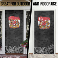 Singapore National Flag Day Door Cover Lion Tiger Coat Of Arms Grunge Graffiti