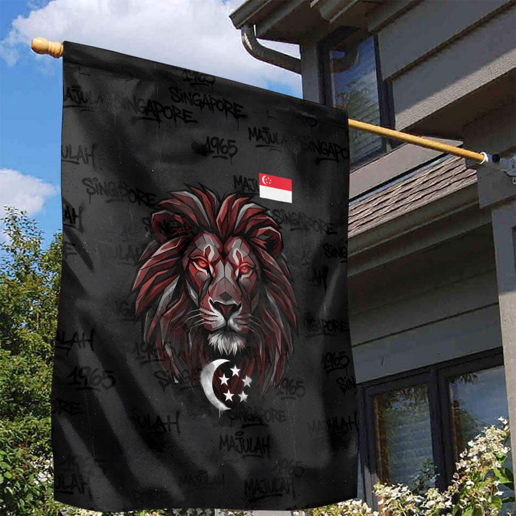 Singapore National Flag Day Garden Flag Lion Tiger Coat Of Arms Grunge Graffiti