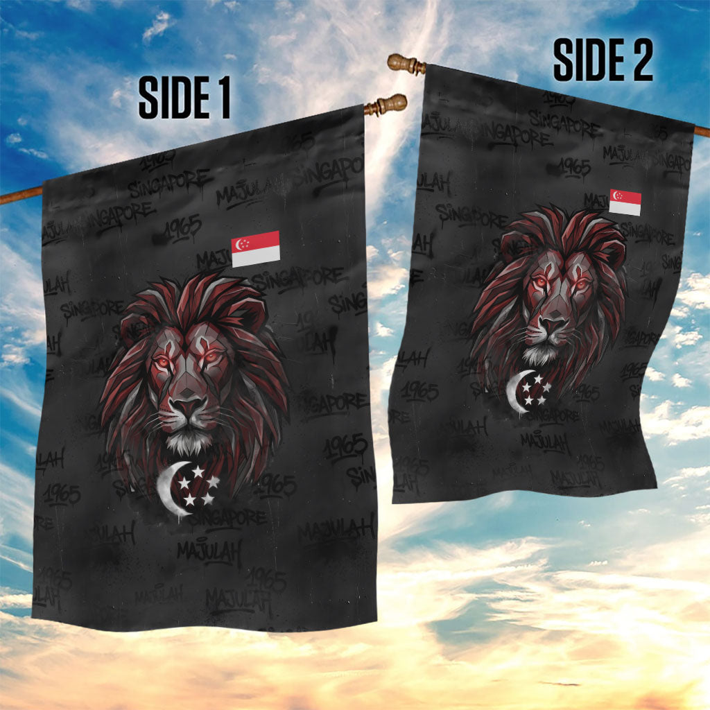 Singapore National Flag Day Garden Flag Lion Tiger Coat Of Arms Grunge Graffiti