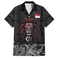 Singapore National Flag Day Hawaiian Shirt Lion Tiger Coat Of Arms Grunge Graffiti