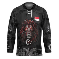 Singapore National Flag Day Hockey Jersey Lion Tiger Coat Of Arms Grunge Graffiti