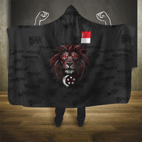 Singapore National Flag Day Hooded Blanket Lion Tiger Coat Of Arms Grunge Graffiti