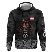 Singapore National Flag Day Hoodie Lion Tiger Coat Of Arms Grunge Graffiti