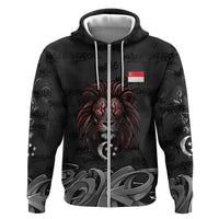 Singapore National Flag Day Hoodie Lion Tiger Coat Of Arms Grunge Graffiti
