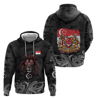 Singapore National Flag Day Hoodie Lion Tiger Coat Of Arms Grunge Graffiti