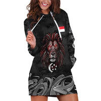 Singapore National Flag Day Hoodie Dress Lion Tiger Coat Of Arms Grunge Graffiti