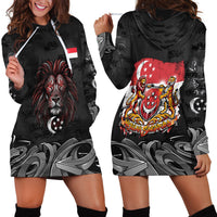 Singapore National Flag Day Hoodie Dress Lion Tiger Coat Of Arms Grunge Graffiti