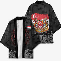 Singapore National Flag Day Kimono Lion Tiger Coat Of Arms Grunge Graffiti