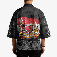 Singapore National Flag Day Kimono Lion Tiger Coat Of Arms Grunge Graffiti