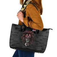Singapore National Flag Day Leather Tote Bag Lion Tiger Coat Of Arms Grunge Graffiti