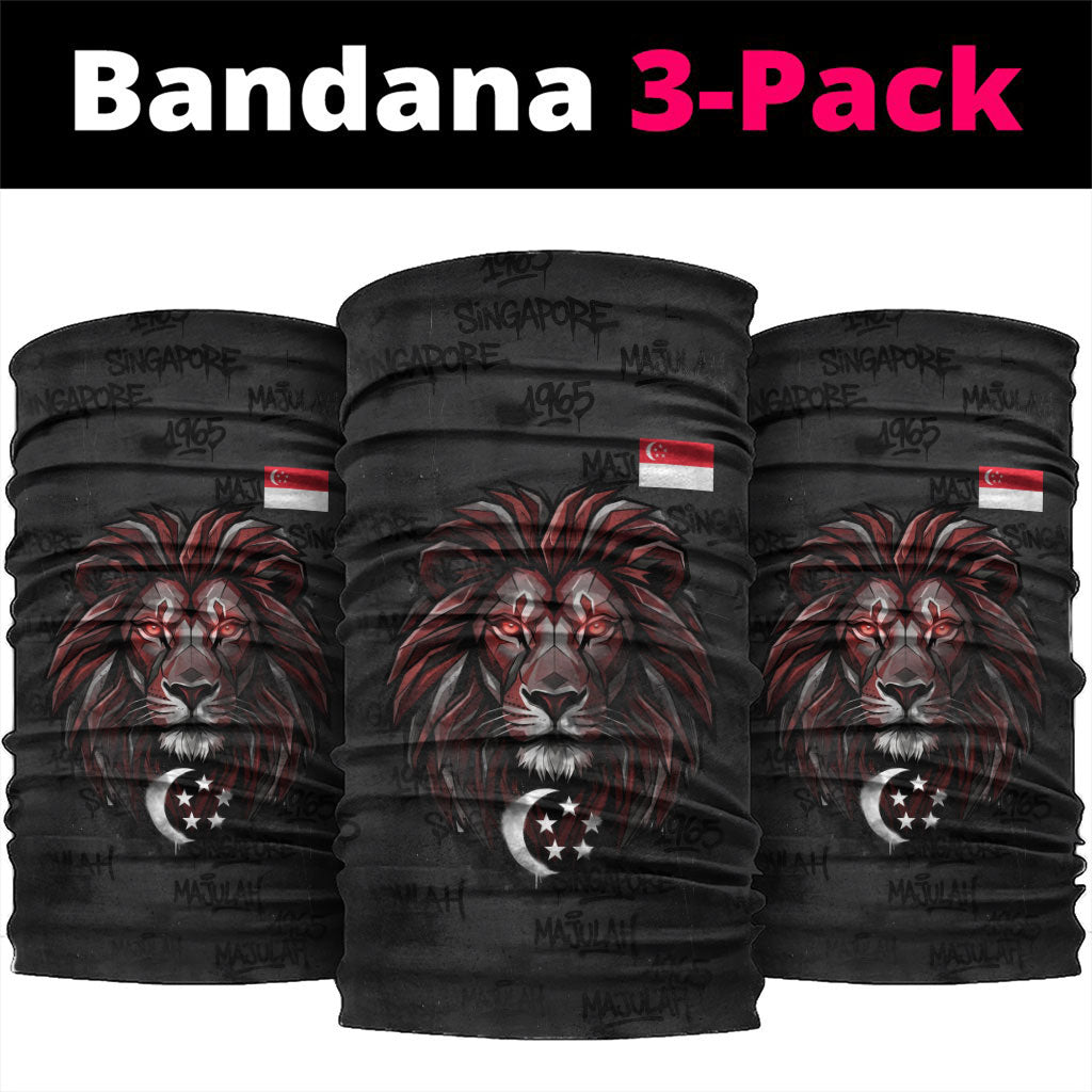 Singapore National Flag Day Neck Gaiter Lion Tiger Coat Of Arms Grunge Graffiti