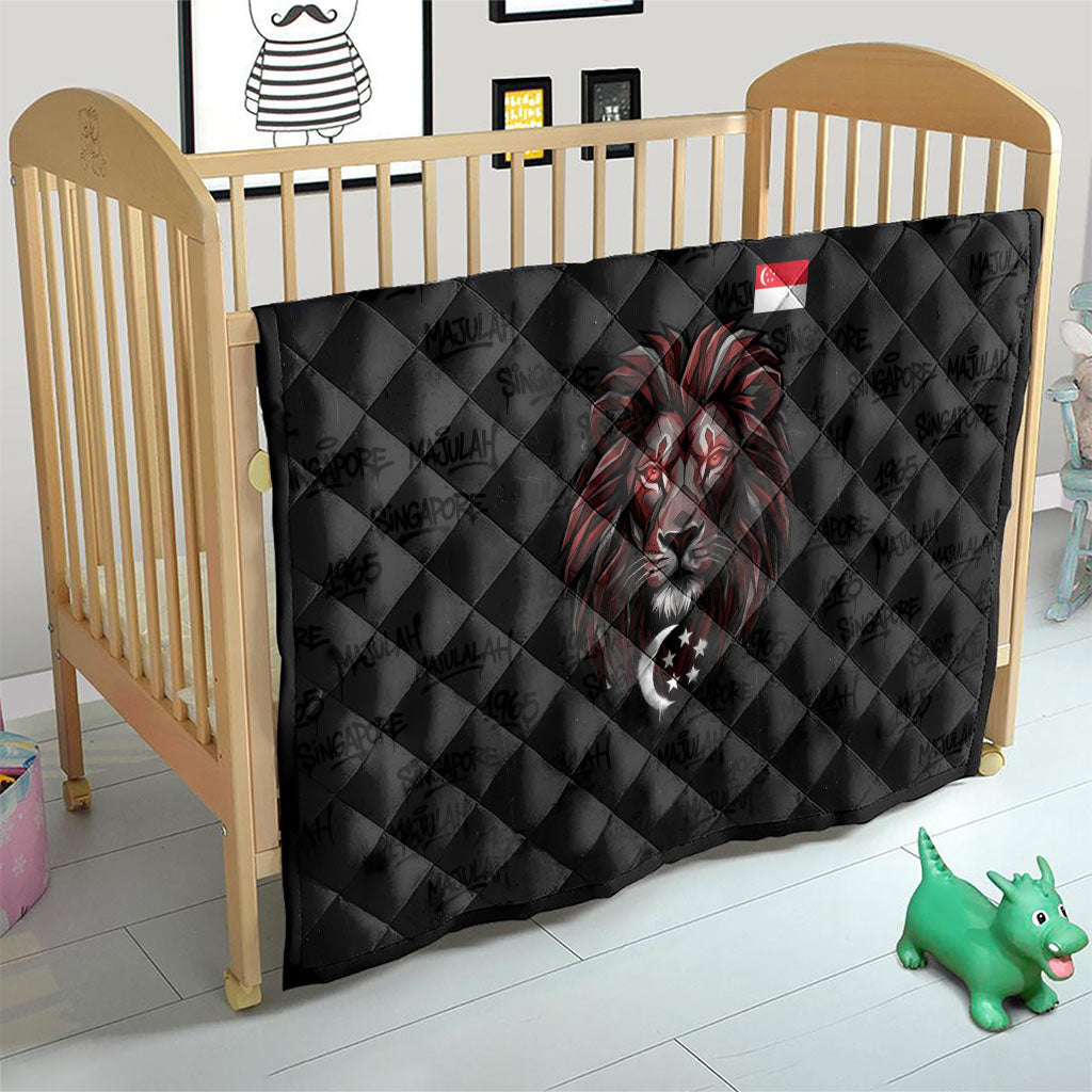 Singapore National Flag Day Quilt Lion Tiger Coat Of Arms Grunge Graffiti