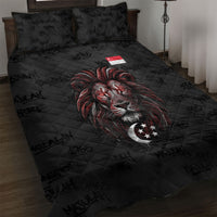 Singapore National Flag Day Quilt Bed Set Lion Tiger Coat Of Arms Grunge Graffiti