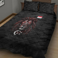 Singapore National Flag Day Quilt Bed Set Lion Tiger Coat Of Arms Grunge Graffiti