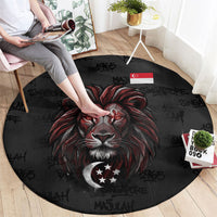 Singapore National Flag Day Round Carpet Lion Tiger Coat Of Arms Grunge Graffiti