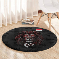 Singapore National Flag Day Round Carpet Lion Tiger Coat Of Arms Grunge Graffiti