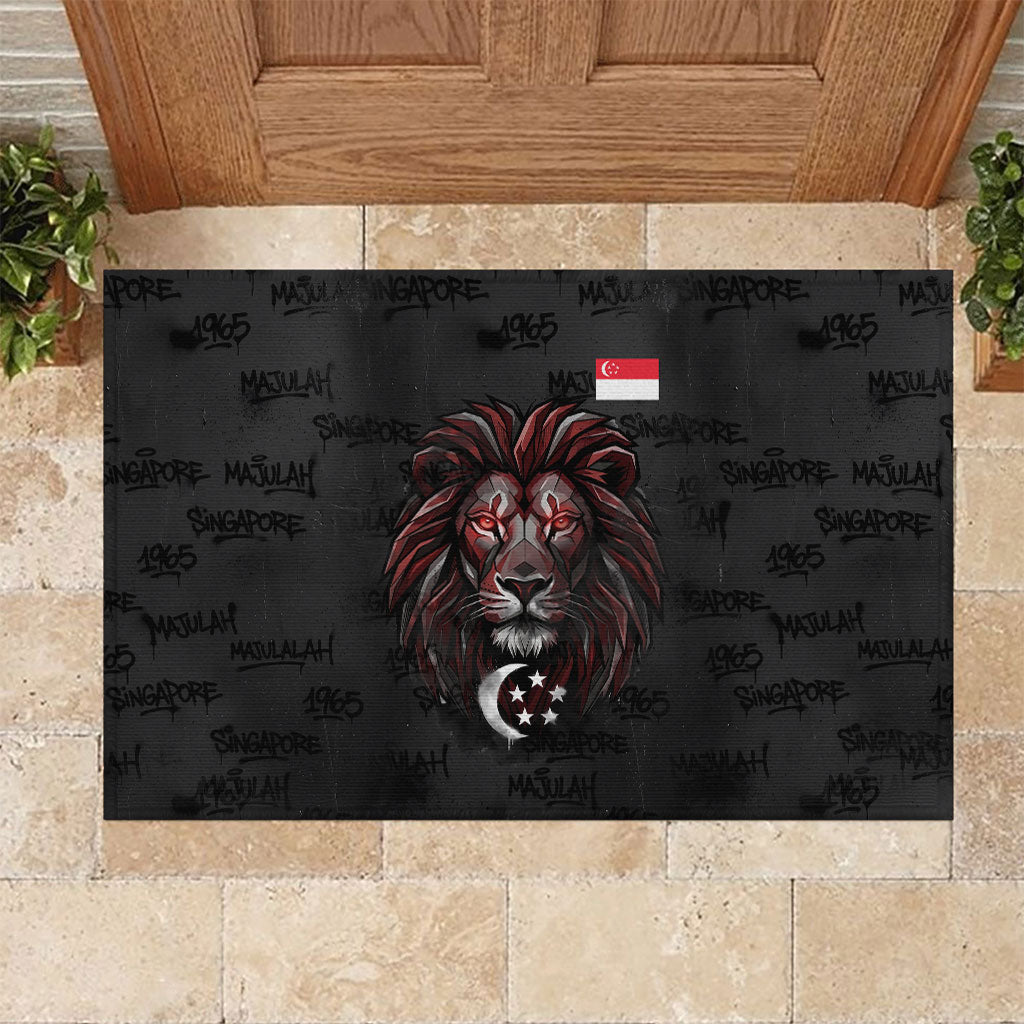 Singapore National Flag Day Rubber Doormat Lion Tiger Coat Of Arms Grunge Graffiti